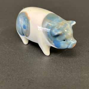 Vintage hand glazed  porcelain miniature pig figurine